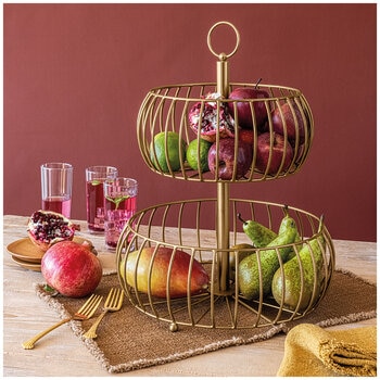 over&back Golden Fruit Basket 2 Tier