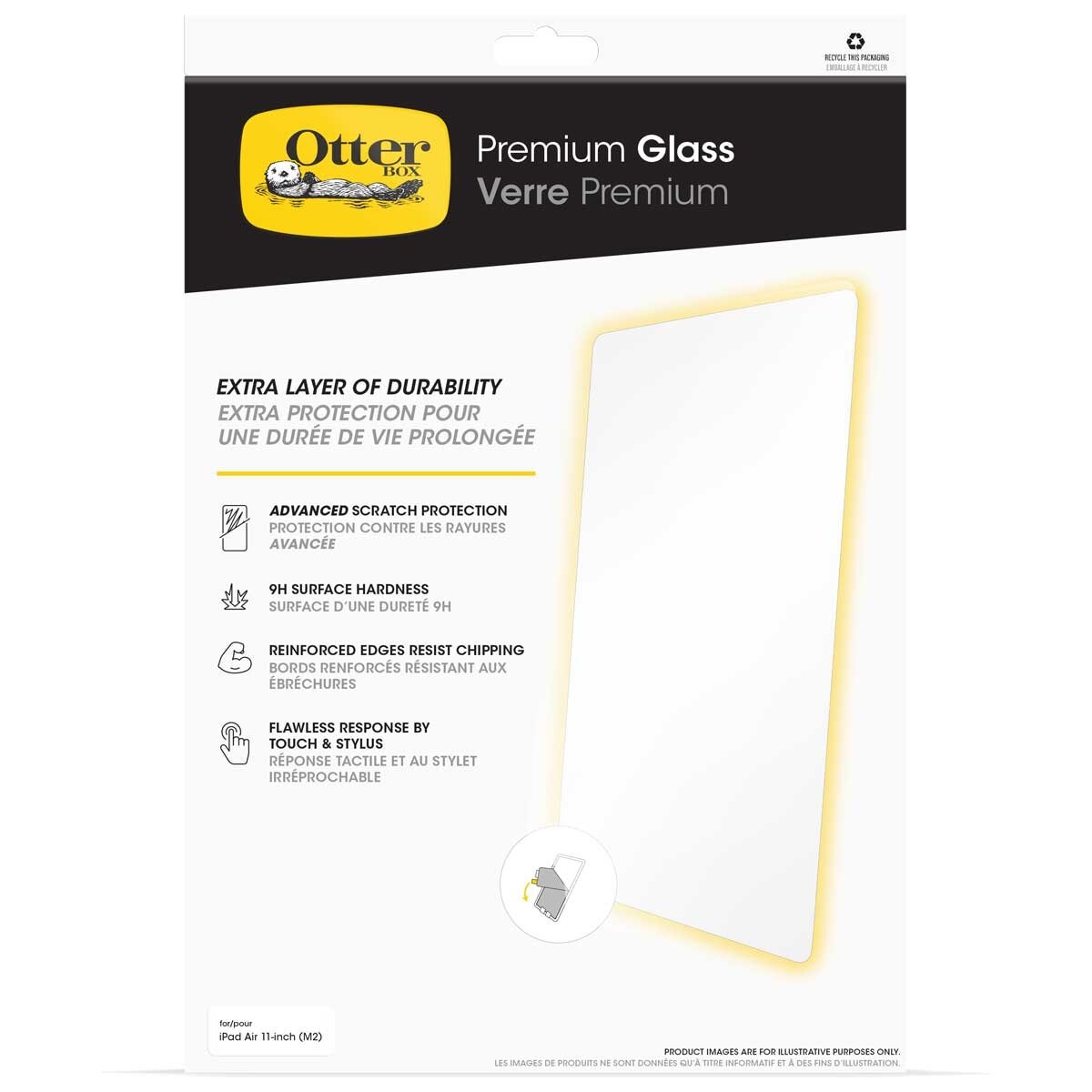 OtterBox Premium Glass Antimicrobial Apple iPad Air M2 6th Gen Screen Protector Clear 77-95294