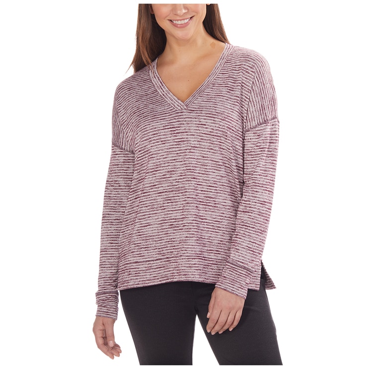 Kirkland Signature Women's Long Sleeve VNeck Top Aubergine Costco Australia