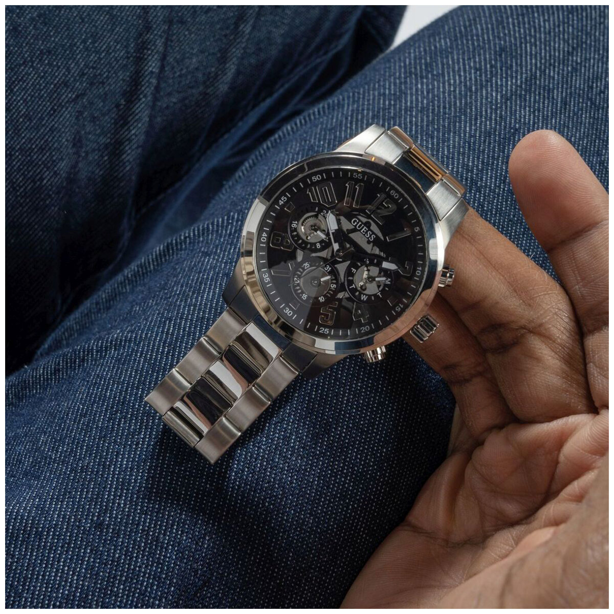 GUESS Parker Silver Tone Multifunction Men's Watch