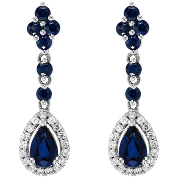 14KT White Gold Sapphire and Diamond Earrings