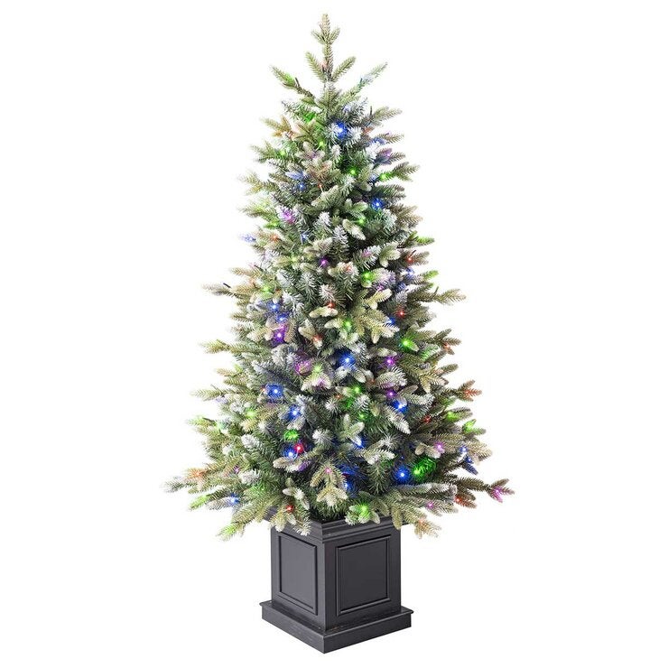 Pre-Lit Glitter Frosted Artificial Potted Christmas Tree 1.3m Pre-Lit Glitter Frosted Artificial Potted Christmas Tree 1.3m