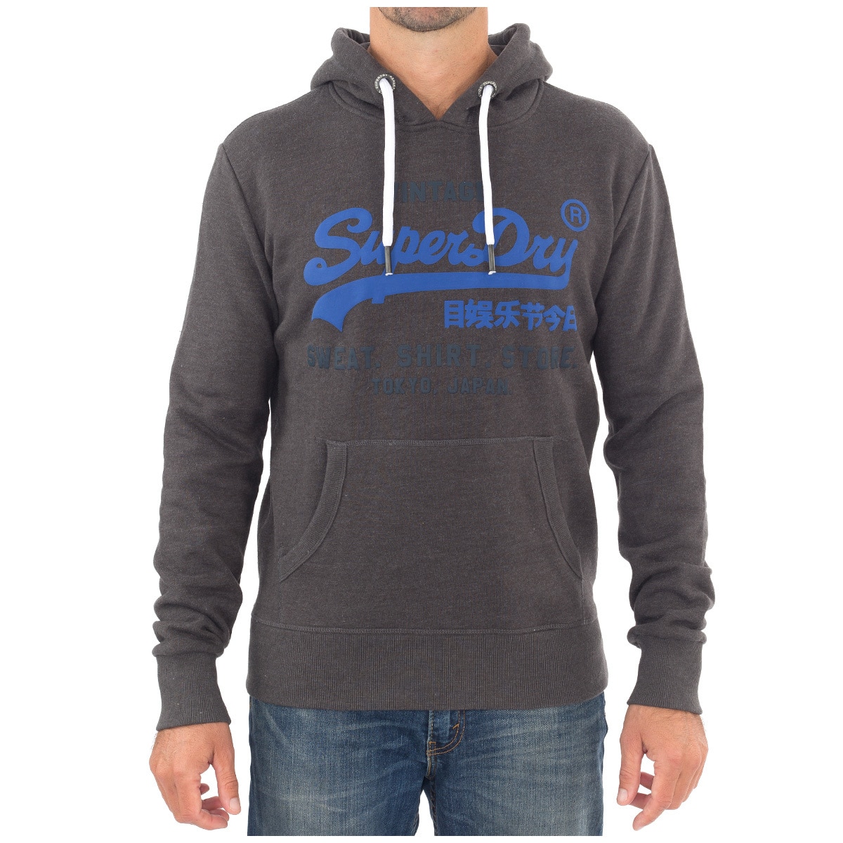 Superdry Mens Hoodies - Charcoal Marle