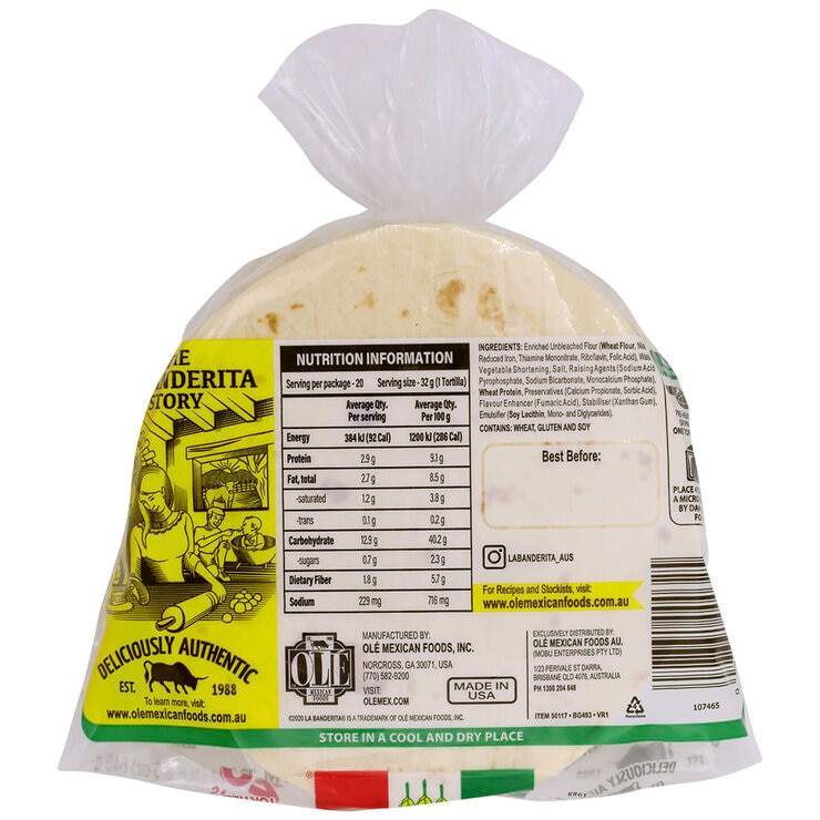 La Banderita Flour Tortillas Family 20 Pack 640g La Banderita Flour Tortillas Family 20 Pack 640g