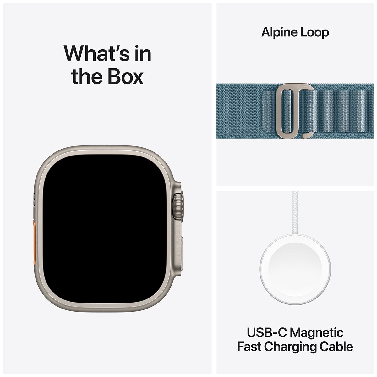 Apple Watch Ultra 3 GPS + Cellular 49mm Natural Titanium Case with Light Blue Alpine Loop - Large