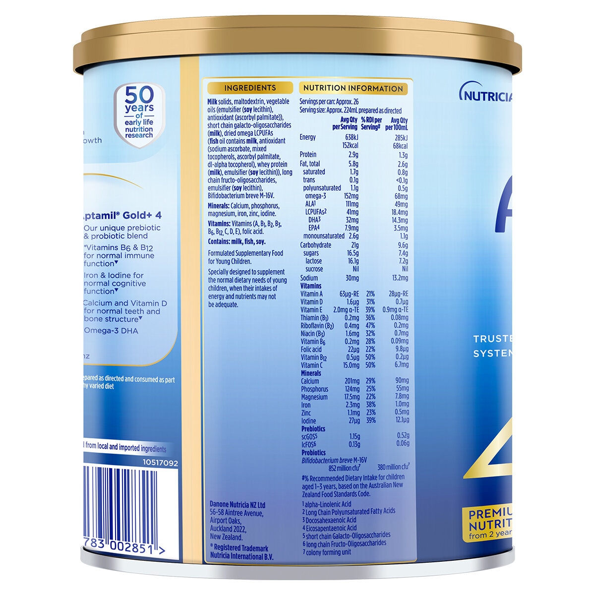 Aptamil Gold+ Stage 4 Toddler Formula 2 Years+ 3 x 900g