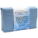Onkaparinga Cotton Rich 1500TC Sheet Set Queen 4 Piece Blue