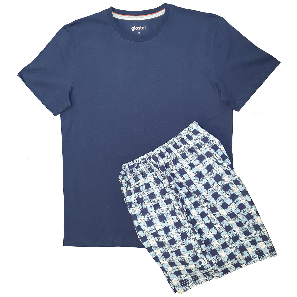 Gloster Sleep Set summer - Navy T/Blue Check Pants