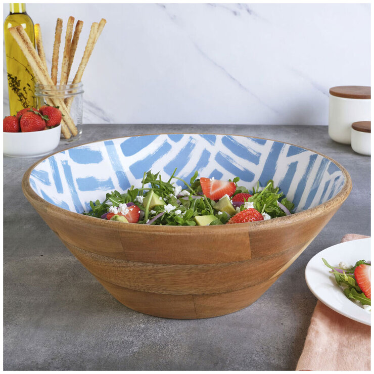 Mikasa Mango Wood Serving Bowl Blue Mikasa Mango Wood Serving Bowl Blue