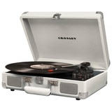 Crosley Cruiser Deluxe Portable Turntable - White Sand + Free Record Storage Crate