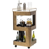 Wine Stash Miniature Bar Cart with Marble Top Industrial
