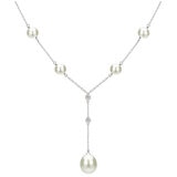 14KT White Gold 0.06ctw Diamond And Cultured Pearl Necklace