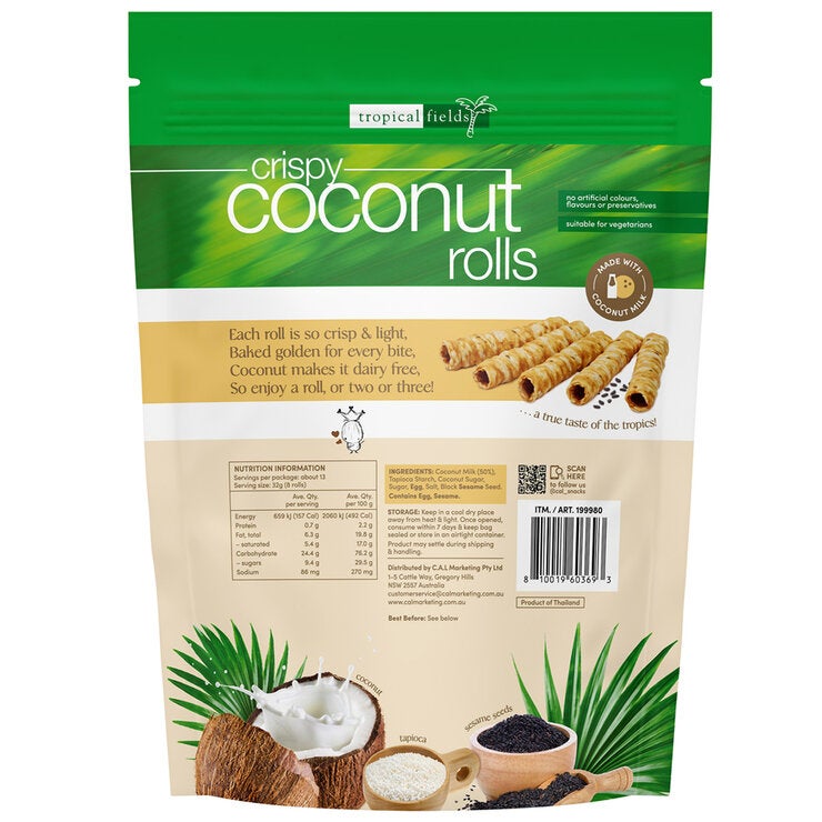 Tropical Fields Crispy Coconut Rolls 400g Tropical Fields Crispy Coconut Rolls 400g