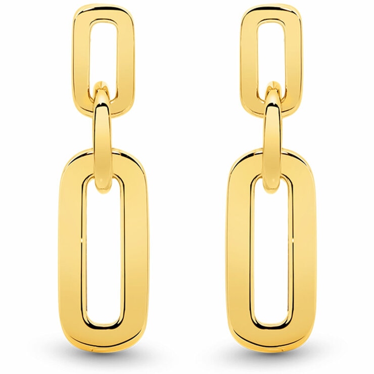 18KT Yellow Gold Paper Clip Link Drop Earrings