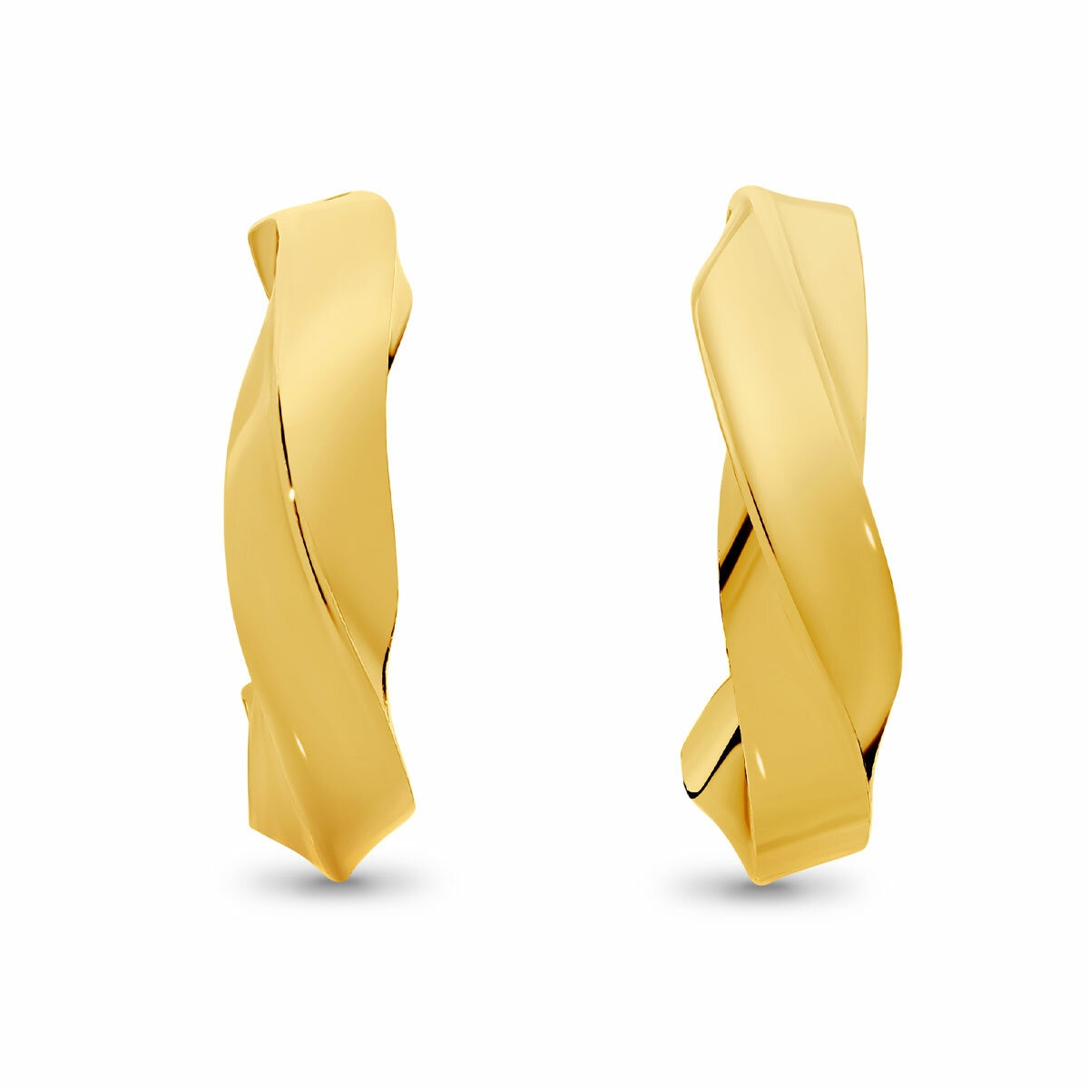 24KT Yellow Gold Twisted Half Hoop Earrings