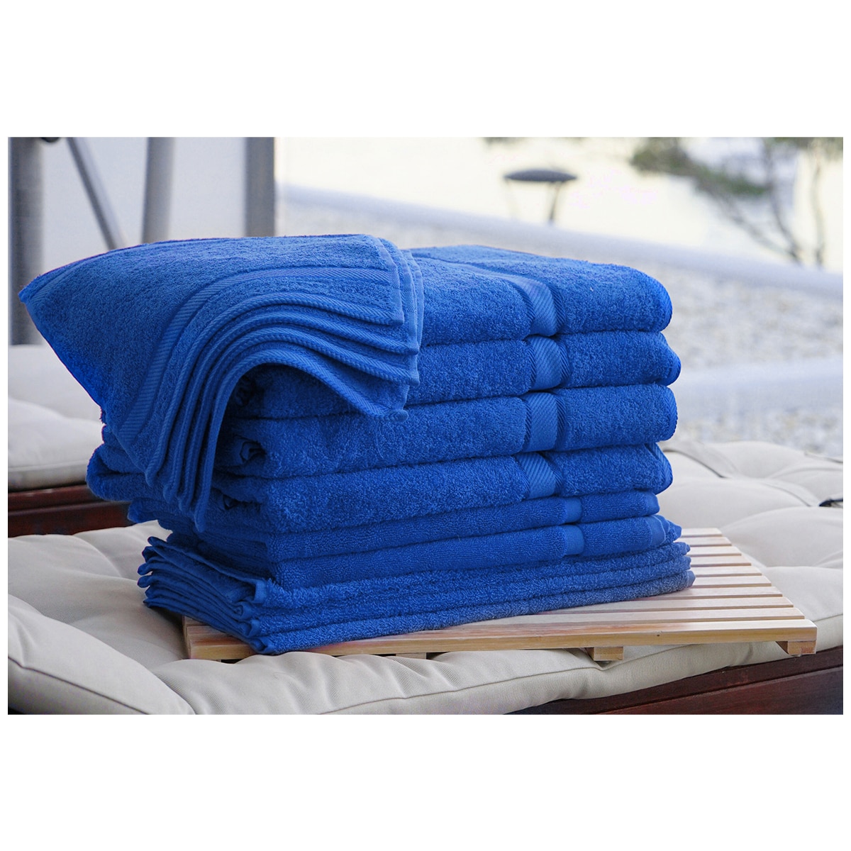 Kingtex Plain dyed 100% Combed Cotton towel range 550gsm Bath Sheet set 14 piece - Royal Blue