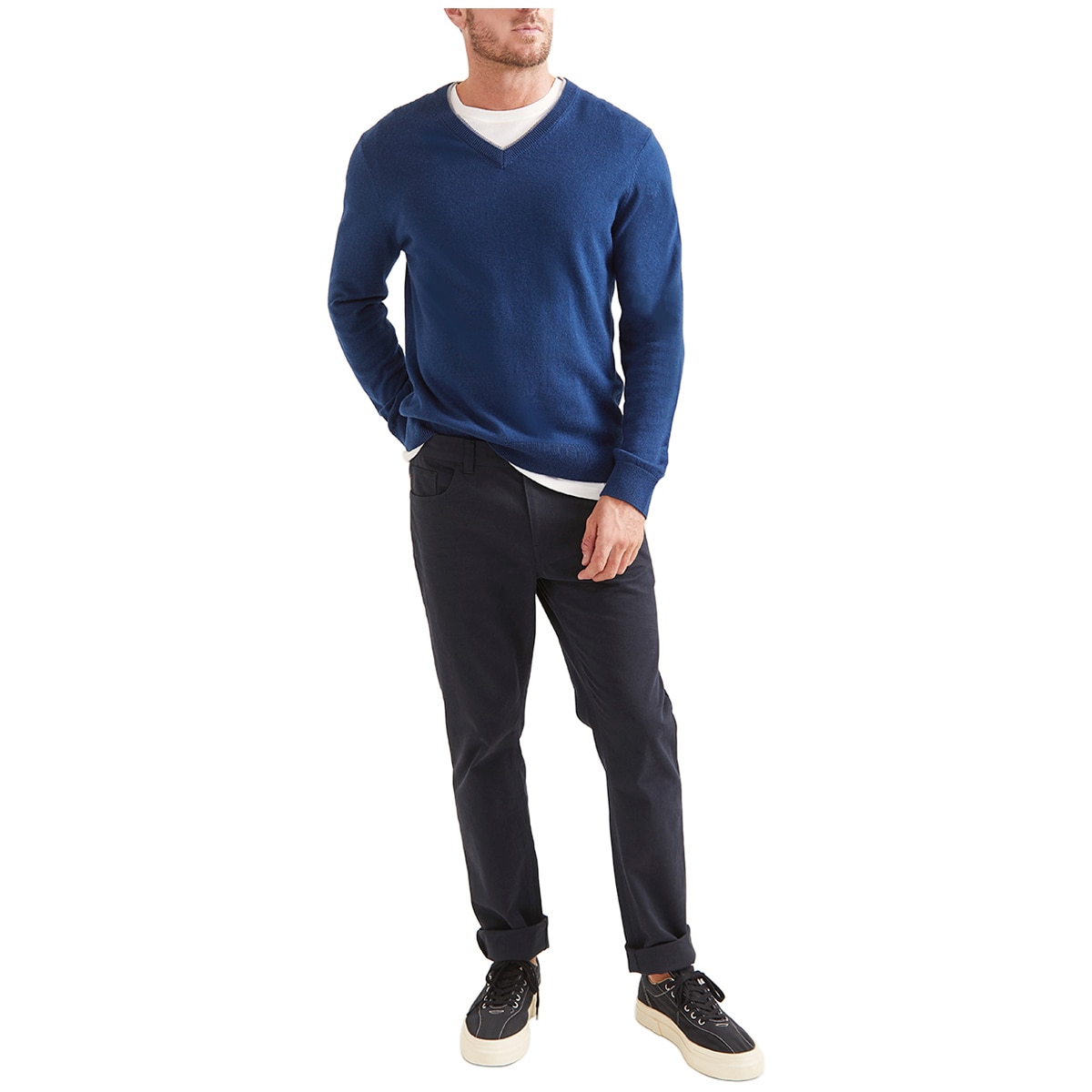 Sportscraft Men's Double V Neck Knit Sweater Ink