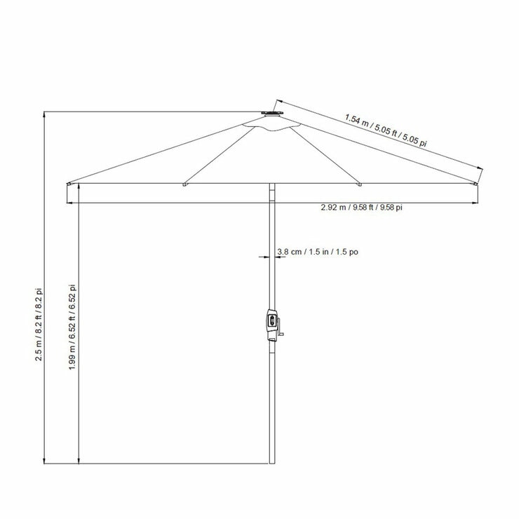 SunVilla Blue LED Market Umbrella 3M