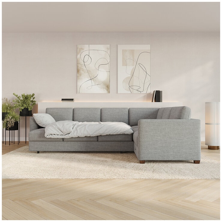 Thomasville 3 Piece Fabric Convertible Sectional With Storage Seat