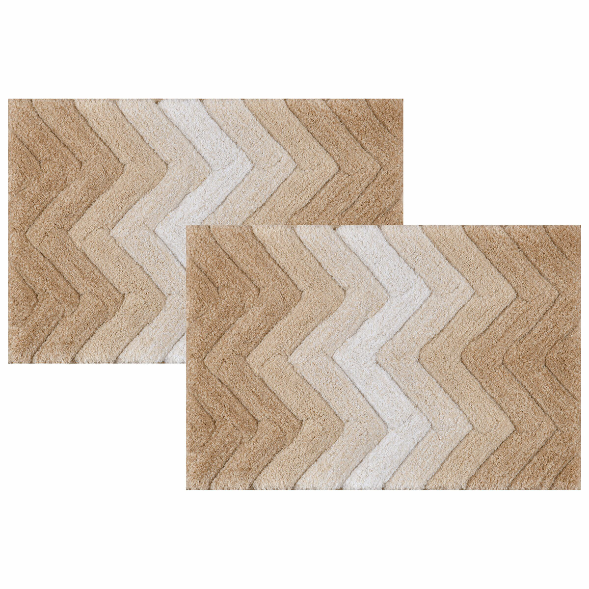 Riviera Homes Chevron Bath Mat 2 Pack Mocha