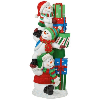3 Stacked Snowman Christmas Decoration With LED Lights