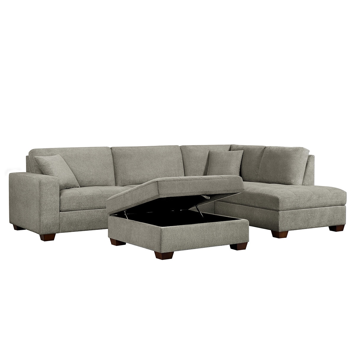 Thomasville Fabric Sectional With Storage Ottoman