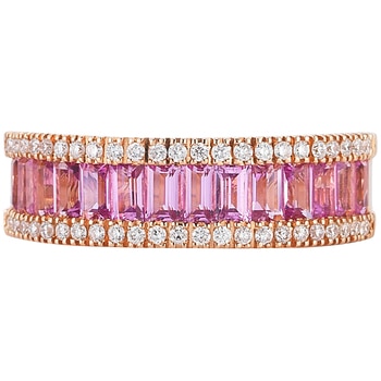 18KT Rose Gold Pink Sapphire and Diamond Ring