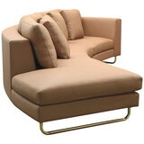 Moran Arcadia Extended Leather Chaise Sofa Caramel