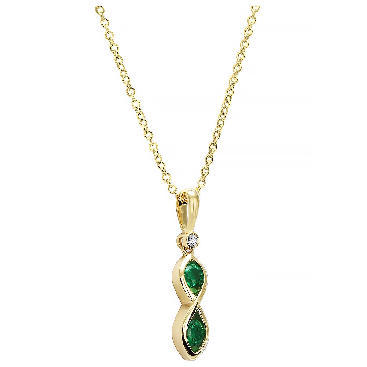 18KT Yellow Gold Lab Emerald and Diamond Pendant