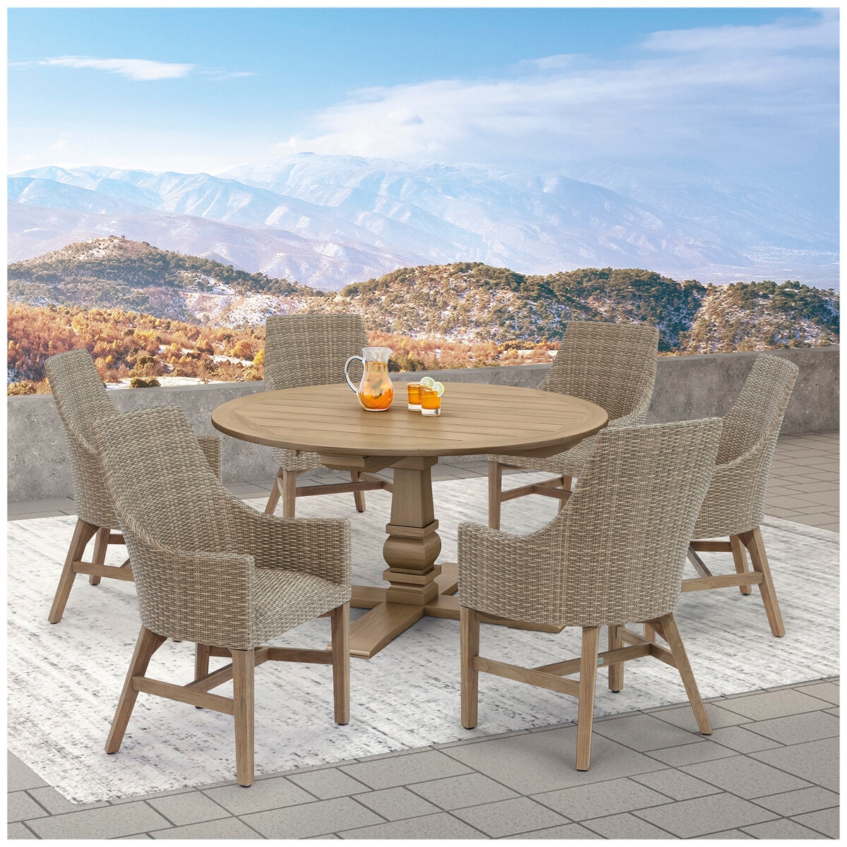 Provence 7pc Teak Round Dining Set