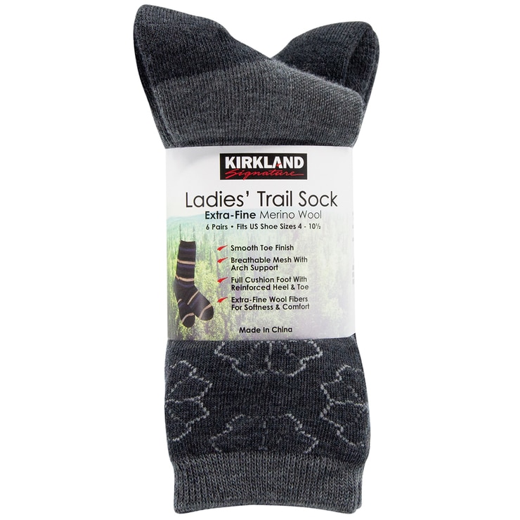 Kirkland Signature Ladies' Trail Sock 6pk Blue & Grey Costco Australia