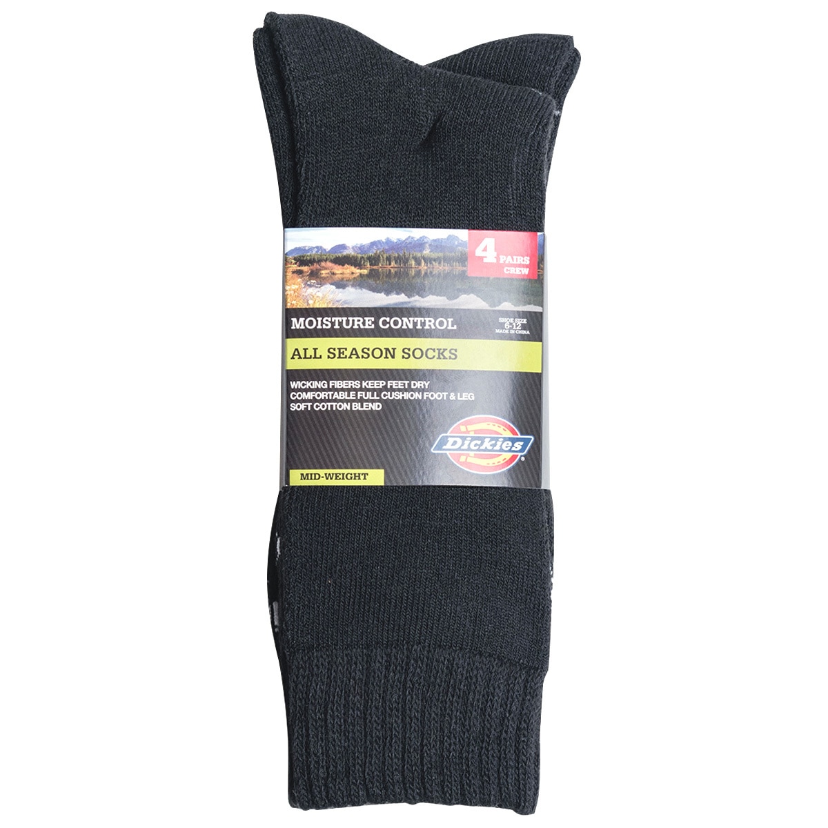 6-11 UK Shoe Dickies Mens Industrial Extra Support Work Boot Socks Black Pack Of 2 
