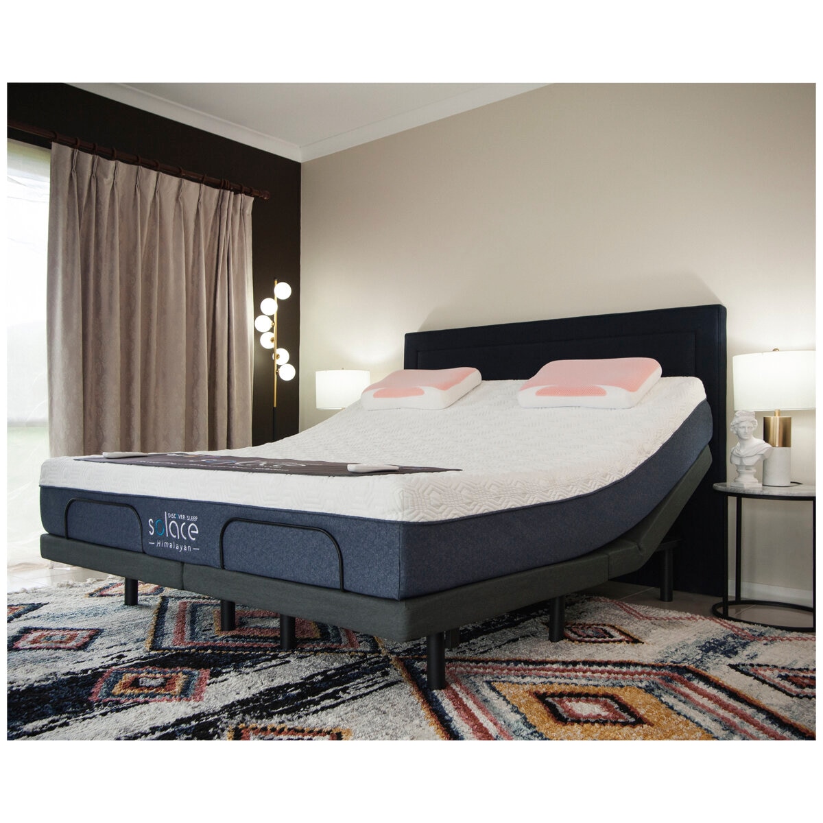 Solace Himalayan Mattress + Better Sleep Adjustable Base Full King Charcoal Grey