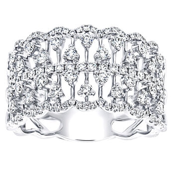 18KT White Gold 1.05ctw Diamond Lace Wedding Band