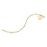 18KT Yellow Gold Rolo Bracelet with Heart Charm