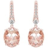 18KT Rose Gold 0.18ctw Round Diamond Morganite Drop Earrings
