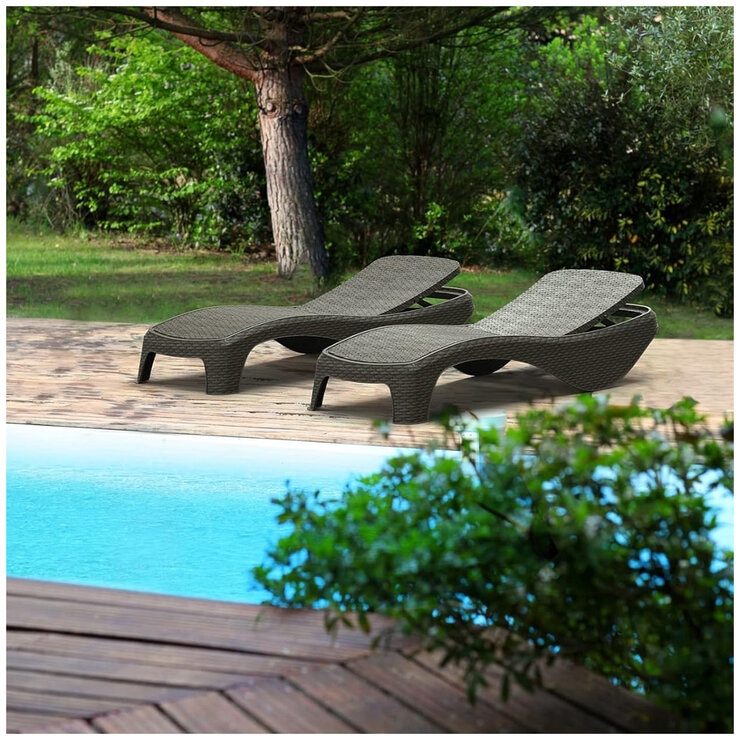 Keter Atlantic Sun Lounger Graphite Set 2 Piece Keter Atlantic Sun Lounger Graphite Set 2 Piece