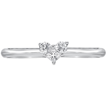 18KT White Gold Lobe And Princess Cut 0.14ctw Diamond Ring