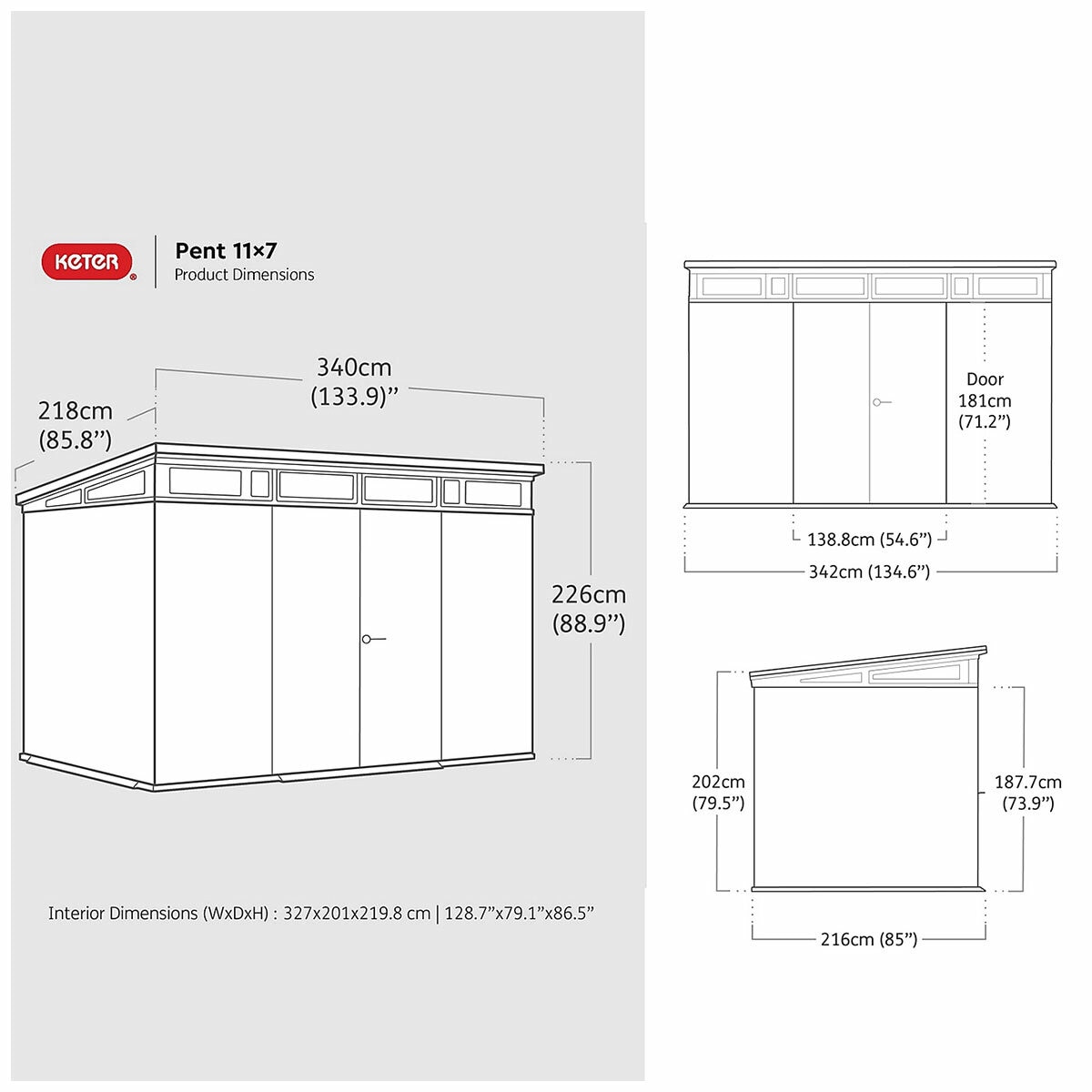 Keter Signature Pent Shed 3.4M x 2.2M Keter Signature Pent Shed 3.4M x 2.2M