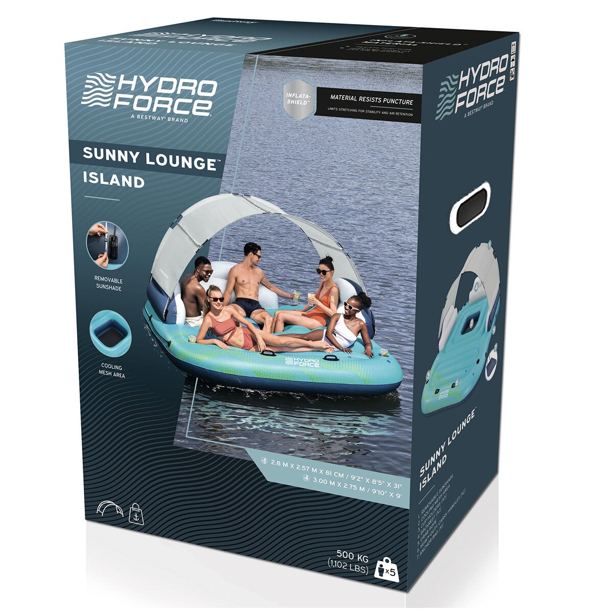 Hydro Force Sunny Lounge 5-Person Inflatable Island with Sunshade 2.8M