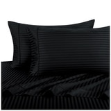 Ramesses 1000 Thread Count Pima Cotton Narrow Stripe King Sheet Set Black