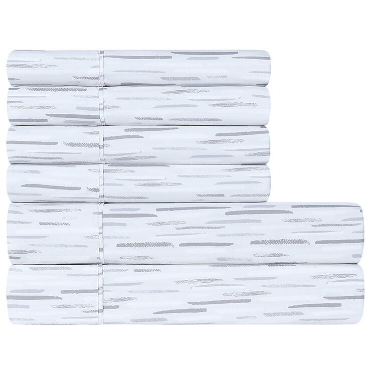 South Point Home Fashions Microfiber 6 Piece Sheet Set King Sketchy Stripe