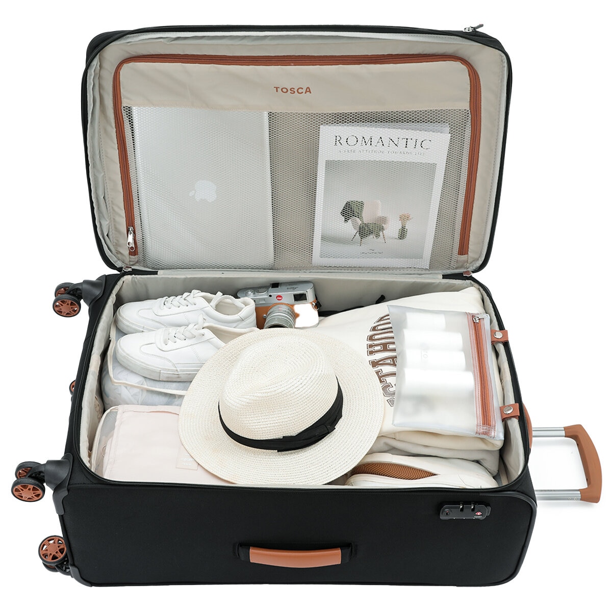 Tosca Park Avenue 3 Piece Luggage Set Black Tan