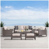 Milea 7 Piece Outdoor Seating Set Brown