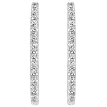 18KT White Gold 0.25ctw Diamond Hoop Earrings