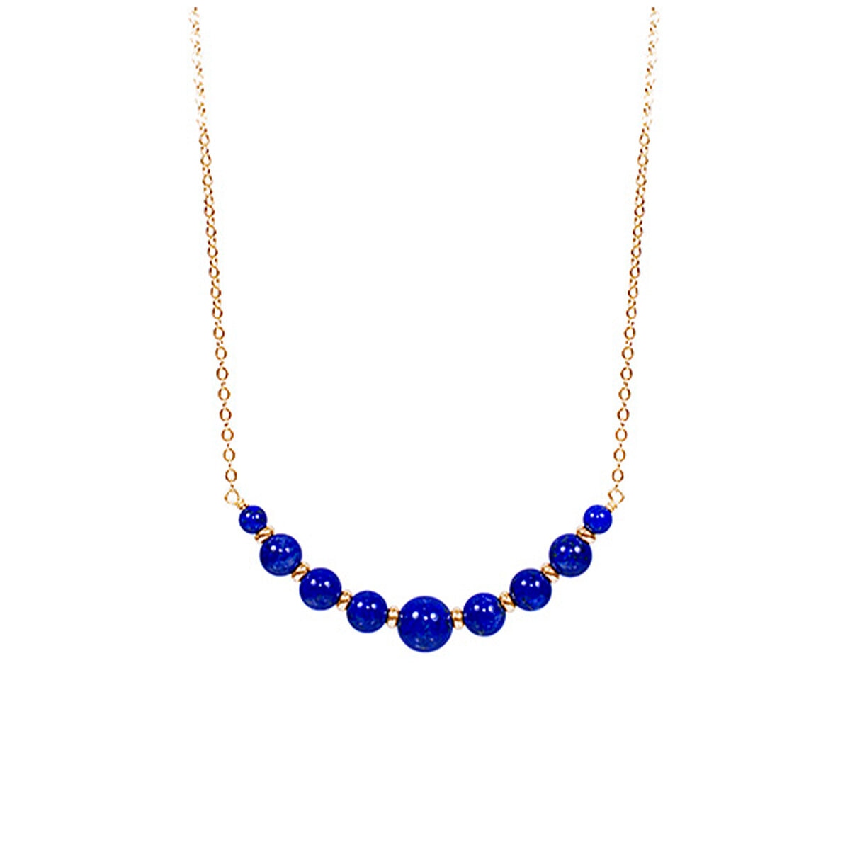 1063895 14KT Yellow Gold Graduated Lapis Bead Necklace/