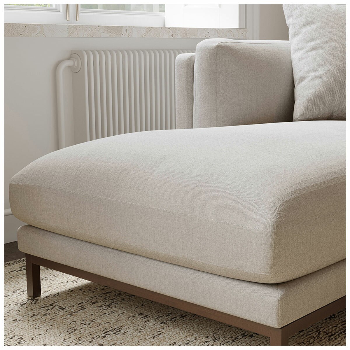 Valencia Bergen Fabric Sectional Lounge Left Chaise Beige Valencia Bergen Fabric Sectional Lounge Left Chaise Beige