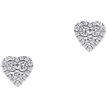 18KT White Gold 0.30ctw Round Brilliant Cut Diamond Heart Halo Earrings