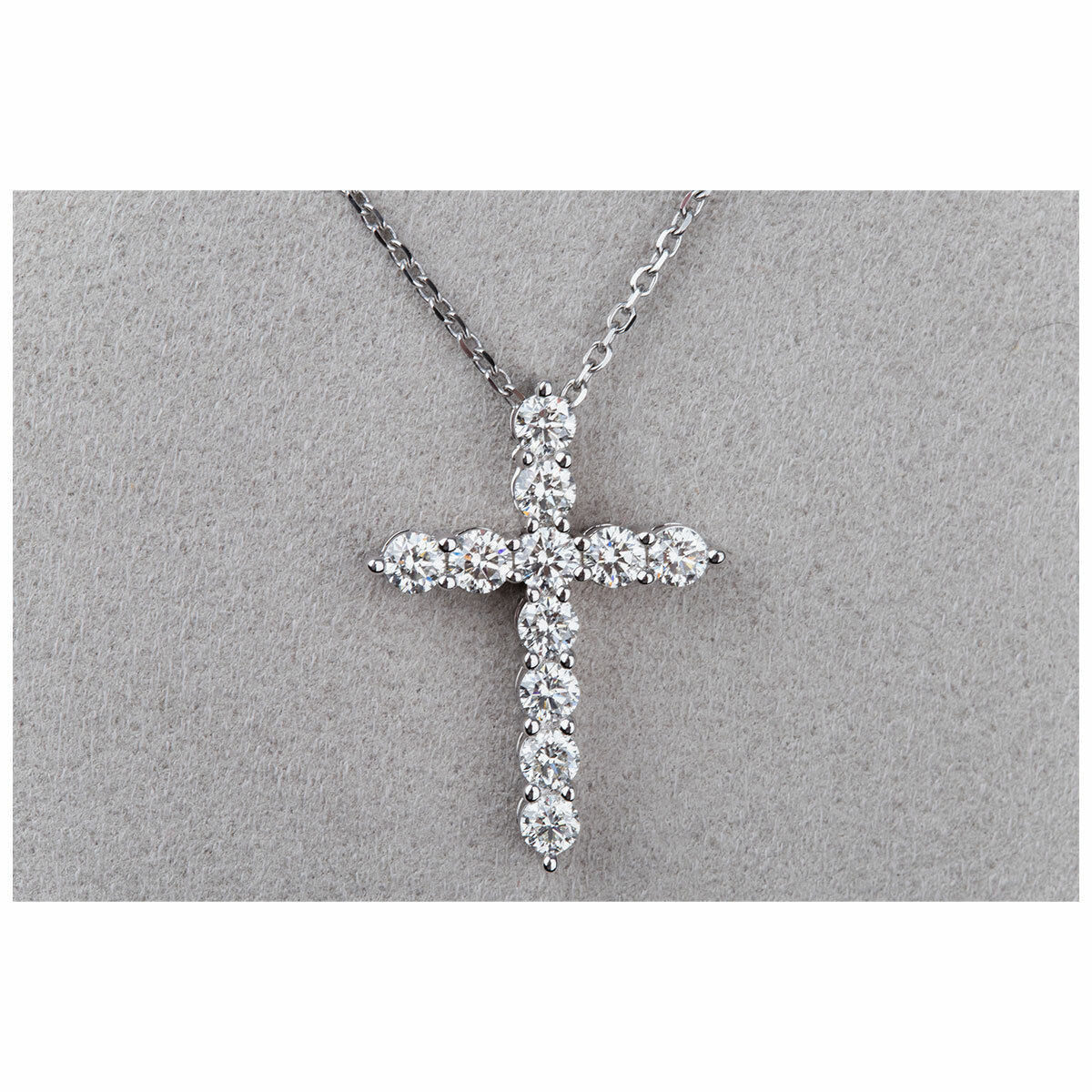 18KT White Gold 2.0ctw Round Diamond Adjustable Cross Pendant