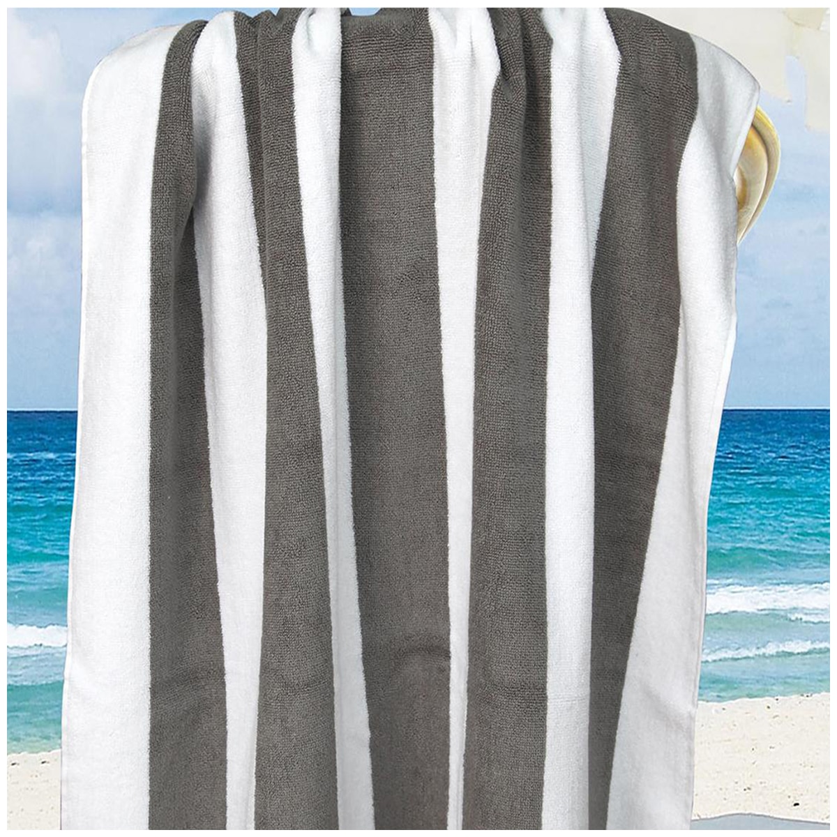 Ramesses Multi Stripe Beach Towel - Charcoal